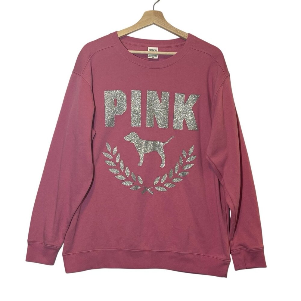Victoria's Secret Women’s PINK Sweatshirt Medium Size Long Sleeves - Picture 2 of 8